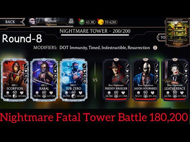 Nightmare Fatal Tower Final Round boss battle 180,200 Fight + Reward | MK Mobile