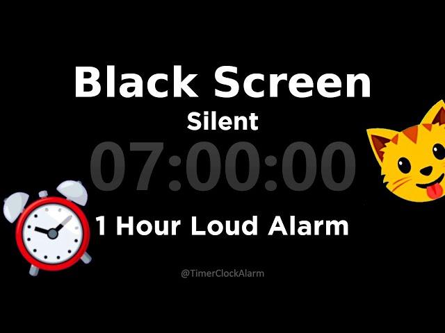 Black Screen  7 Hour Timer Countdown (Silent) + 1 Hour Loud Alarm