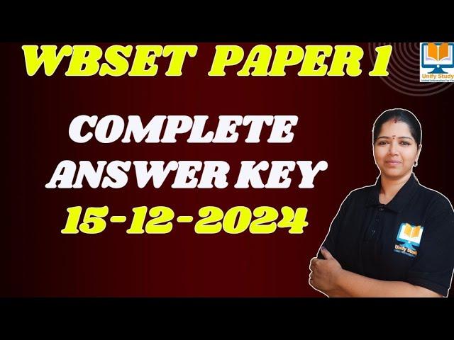 WB SET Answer Key 2024 15th Dec Paper 1 - West Bengal SET 2024 Answer Key Paper 1