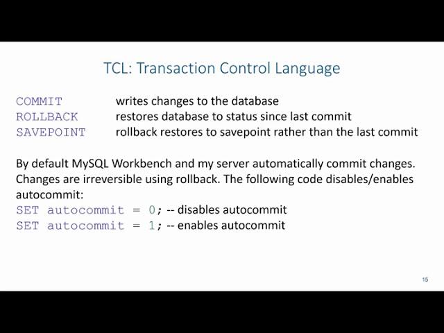 SQL TCL: Database Changes (COMMIT & ROLLBACK)