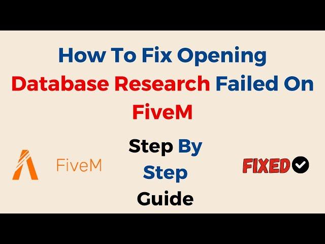 How To Fix Opening Database Research Failed Io Error Could Not Lock File On FiveM