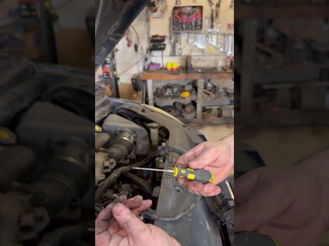 Beginner mechanic tip of the day! Use a screwdriver to get a nut on a hard to reach spot. #mechanic