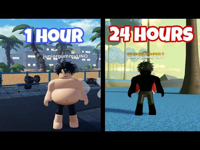 I GRINDED GYM LEAGUE FOR 24 HOURS AS A F2P PLAYER (Roblox)