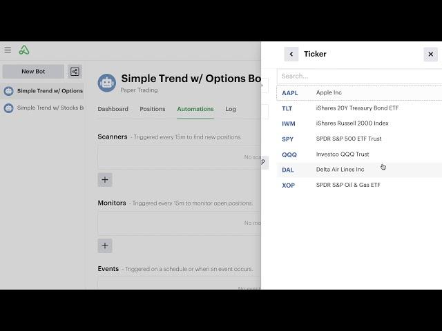 Simple Trend Trading with Options Bot