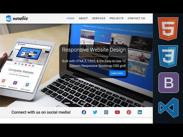 Build A Complete Responsive Website with HTML, CSS, & Bootstrap!