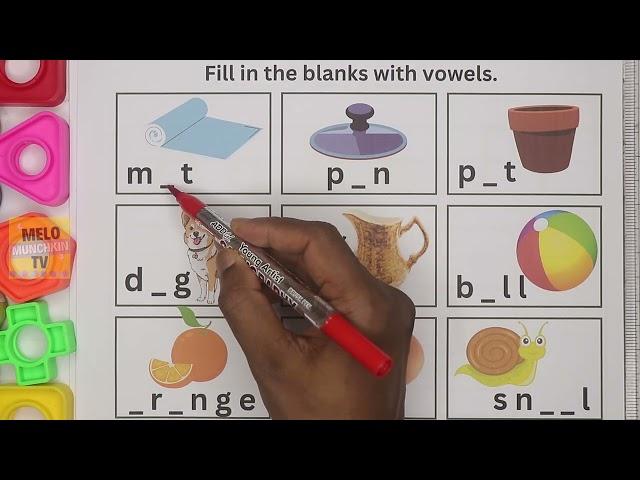 Master Vowels A, E, I, O, U: Fun Fill-in-the-Blank Activity for Kids!