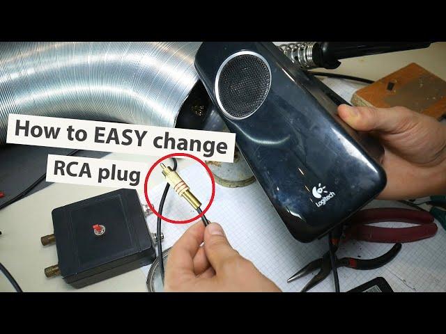 How to EASY Change RCA plug [Logitech speaker cable]