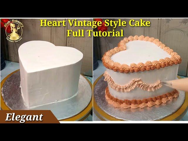 Floral  Vintage Heart Cake/Viral Heart Cake/How to Make Heart Vintage Cake Decorating/Satisfied cake