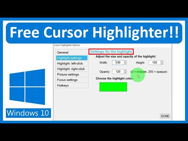 How to Highlight Cursor For Free Windows 10