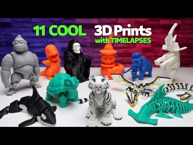 Mind-Blowing Timelapses: 11 COOL 3D Printed Articulated Animals - Bambu Lab A1, Creality K1, S1 Plus