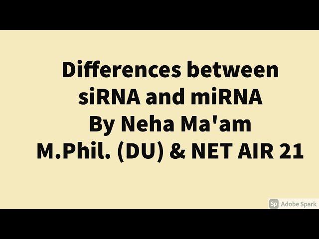 Differences between siRNA and miRNA | CSIR NET Life Sciences