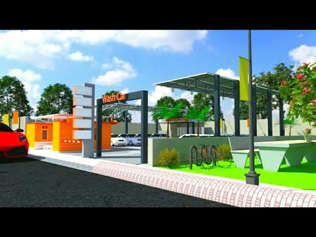 Car wash design full in sketchup