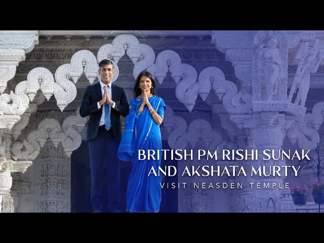 British PM Rishi Sunak & Akshata Murty Visit Neasden Temple, London, UK