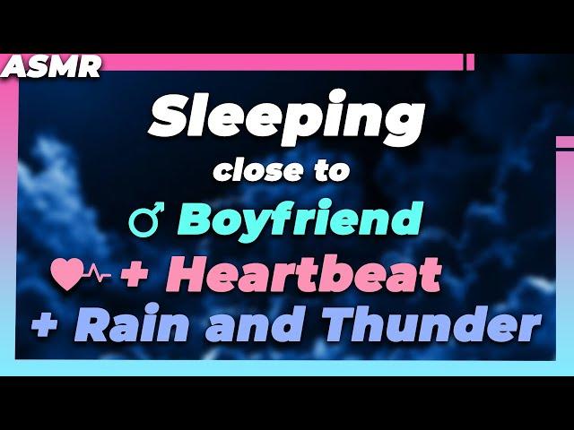 [ASMR] SLEEPING close to your BOYFRIEND'S CHEST (Heartbeat with RAIN AND THUNDER) [5 HOURS]