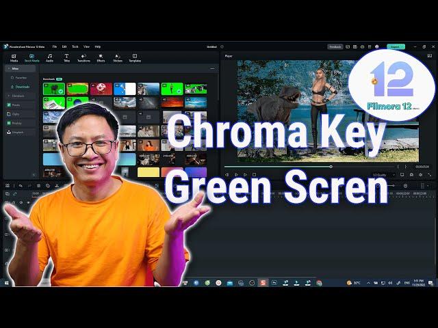 SUPER EASY Green Screen Effect/ Chroma Key - Filmora 12 Beta Tutorial