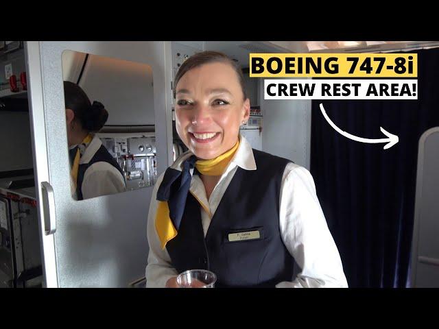 Boeing 747-8i SECRET Crew Rest Area | Lufthansa 747 to Palma | Cabin Crew Impressions in-flight!