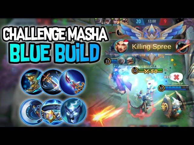 MASHA BLUE BUILD CHALLENGE - 100% HACK DAMAGE - MASHA MOBILE LEGENDS