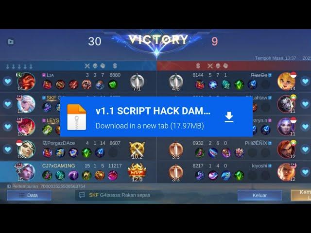 SCRIPT HACK DAMAGE MOBILE LEGENDS NEWS UPDATE NO EXPIRED BY CJ7XGAMING