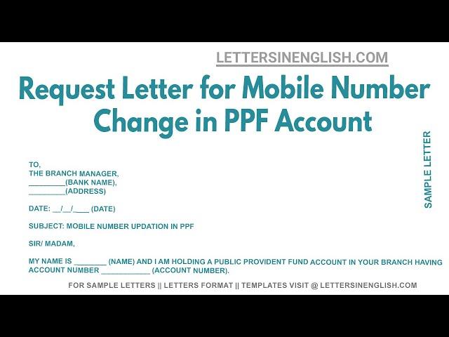 Request Letter For Mobile Number Change In PPF Account