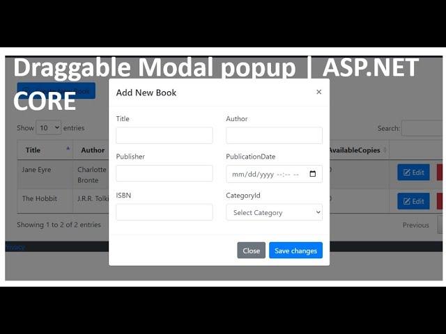 How to make Bootstrap modal popup draggable | ASP.NET CORE