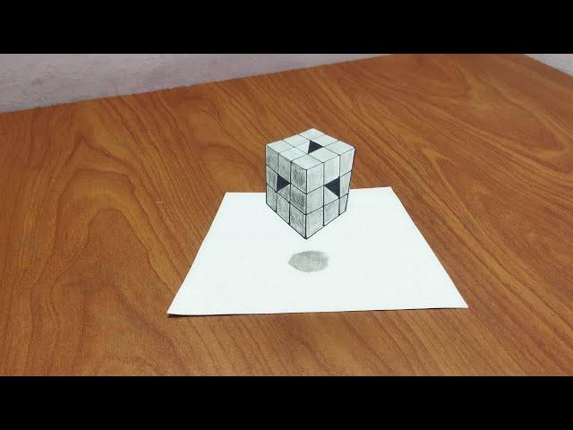 Realistic Cube Drawing | Realistic 3d Cube | Realistic 3d Floating Cube