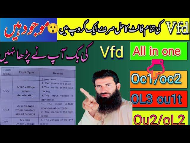 vfd fault Oc1/oc2/ol3/ou1t/ou2/oL2 solution in one group صرف ایک گروپ میں تمام فالٹ حل