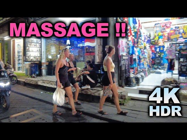 Bali Nightlife - 4K Walking Jalan POPPIES Massage Street   |  Legian Road Kuta Beach Seminyak