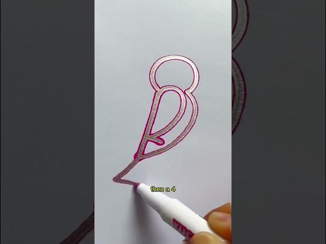 Drawing a bird with numbers step by step  #shorts