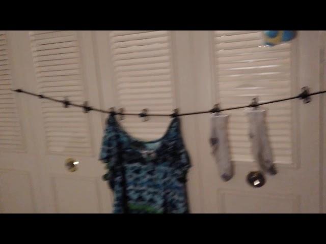 Clothes line with clips on it