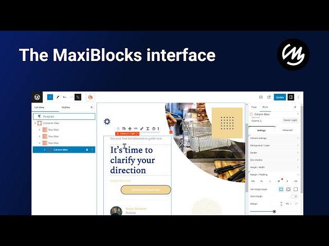 The MaxiBlocks interface