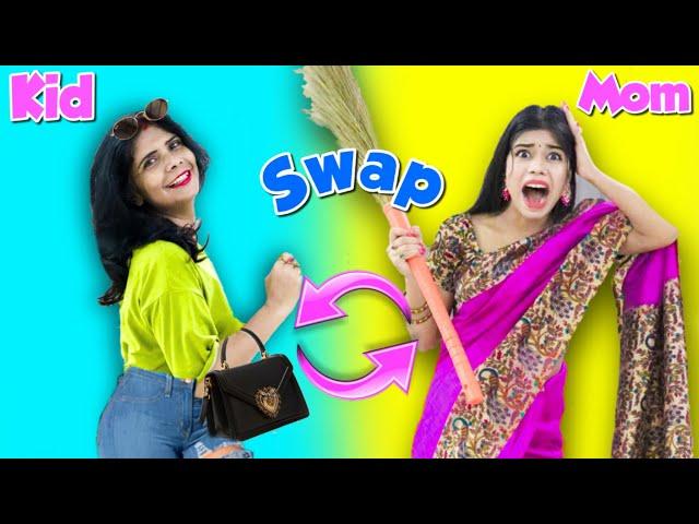 Switching Lives with my MOM for 24 hours!!  माँ- बेटी Ki अदला बदली‍️