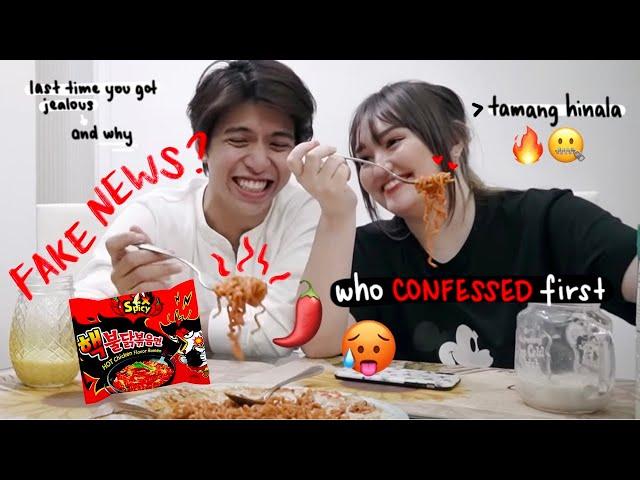 Spicy Noodles + Spicy Questions (Mukbang Q&A) | Mika Dela Cruz and Nash Aguas