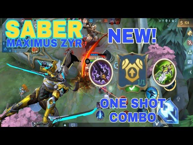 SABER NEW BUILD ONE SHOT COMBO | BEST EMBLEM BUILD SET 2022 | Mobile Legends Bang Bang