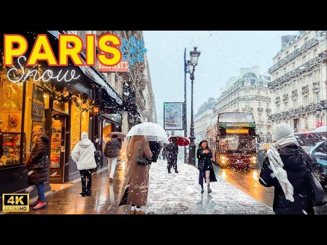 Paris, France  - 4K PARIS Snow 2024 ️Neige à Paris Hiver 2024 | Paris Walk  With Captions