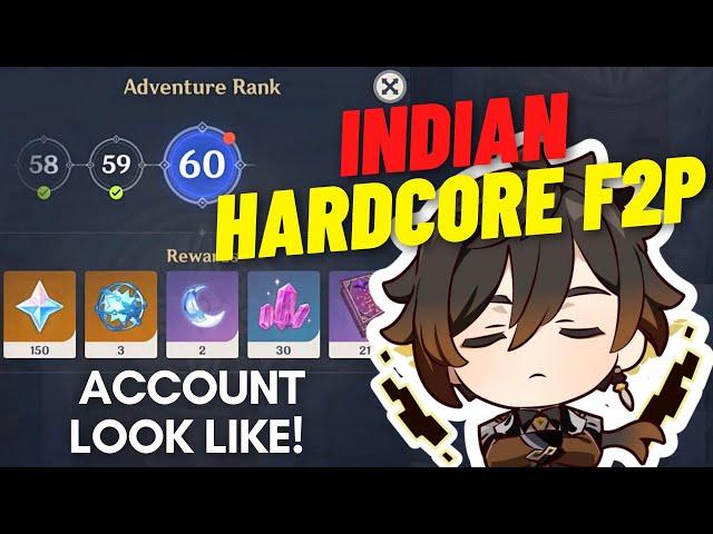 Genshin Impact F2p AR60 Hardcore Account Look Like! - Genshin Impact India