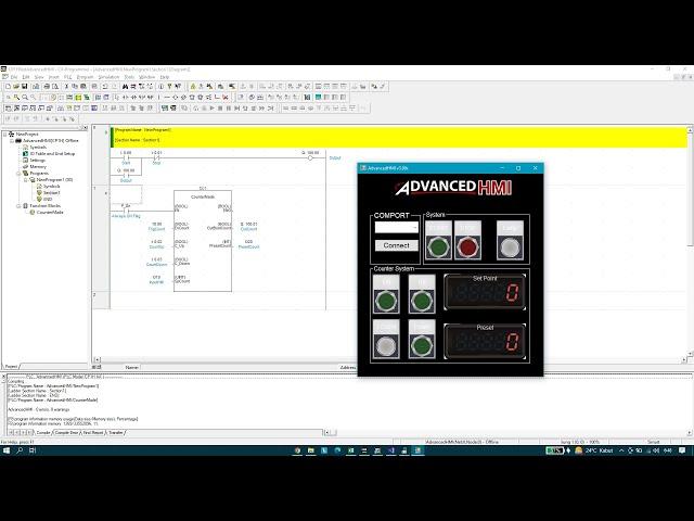 Simulation Cx-Programmer(PLC CP1H) with Advanced HMI (Visual Basic) Omron Fins Serial