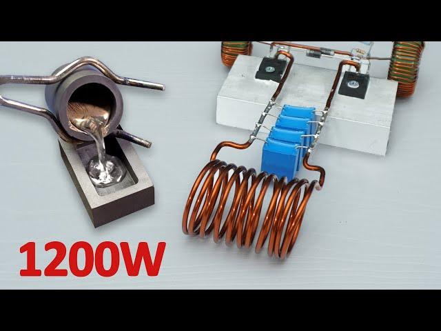 How to make the simplest 1200W Induction Heater 12-48v DC that melts Tin| The simplest soldering pot