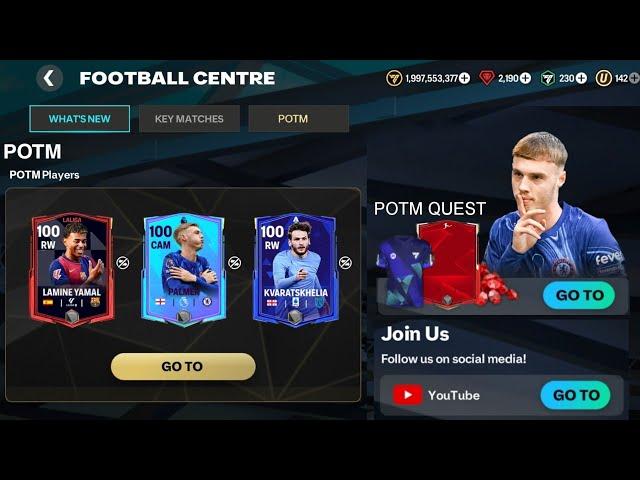 COMPLETE POTM QUEST! POTM EVENT, FREE 100 OVR PALMER IN FC MOBILE