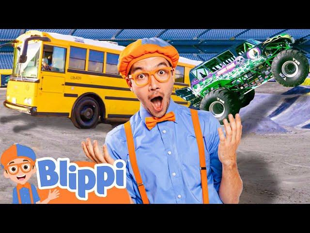 Blippi Monster Trucks and School Bus! | Learning Vehicles & Songs | Educational Videos For Kids