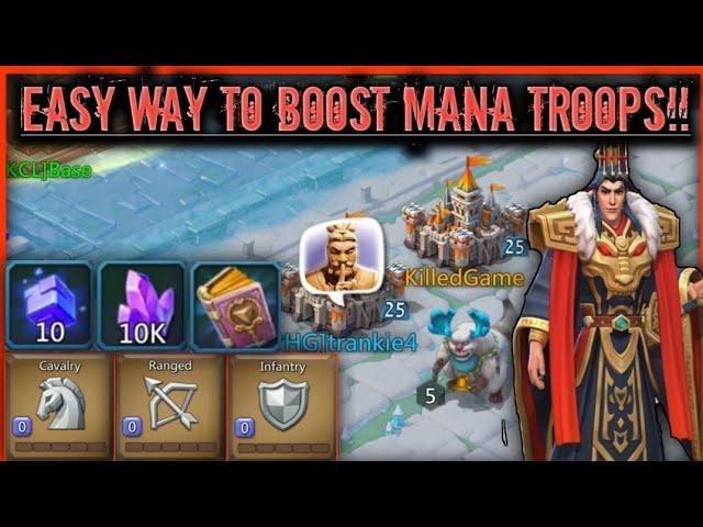 lords mobile : FASTEST WAY TO GET MANA BOOSTED TROOPS!! EASY 100K GEMS GAINED!! NEW UPDATES!