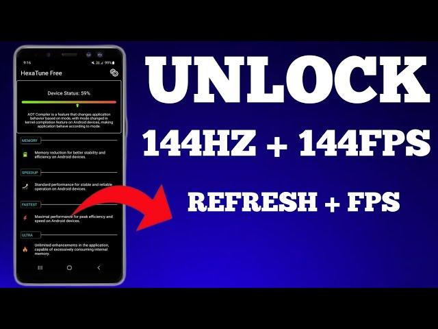 Unlock 144hz + 144fps No-Root 100% Working | Max FPS Fix Lag - No Root