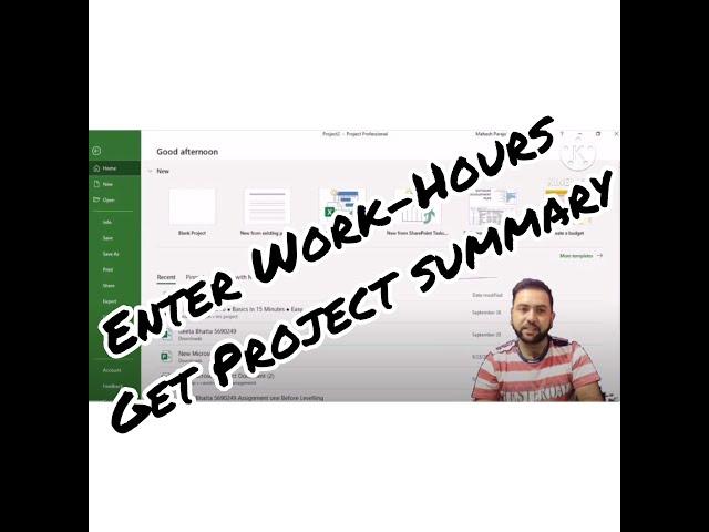 7. Microsoft Project How to enter Work hours man hours and create project summary  in MS Project