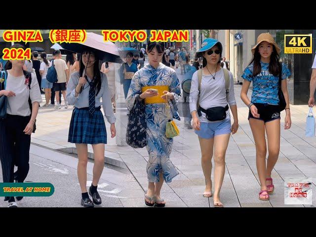 4k hdr japan travel 2024 | Walk in Ginza（銀座）Tokyo japan |  Relaxing Natural City ambience