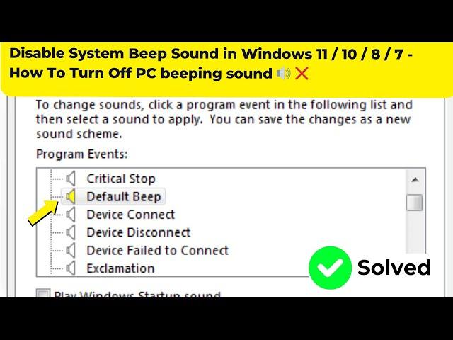 Disable System Beep Sound in Windows 11 / 10 / 8 / 7 - How To Turn Off PC beeping sound  