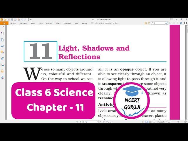 Class 6 Science Chapter 11 | NCERT | Light Shadows and Reflections