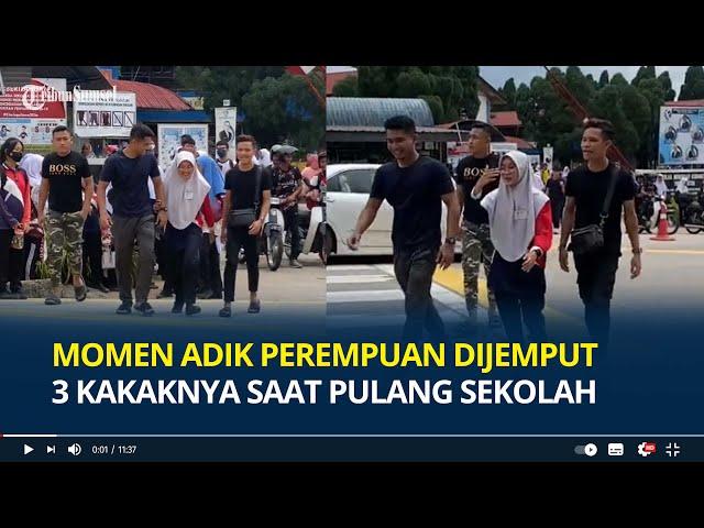 Bikin Iri, Momen Adik Perempuan Dijemput Tiga Kakak Laki-lakinya saat Pulang Sekolah, Bak Bodyguard