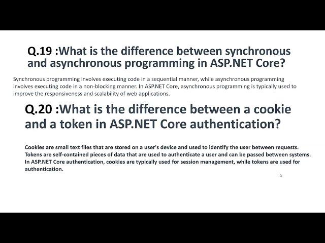 Top 20 ASP.NET CORE Interview Questions and Answers | ASP.NET CORE Interview Preparation | Training