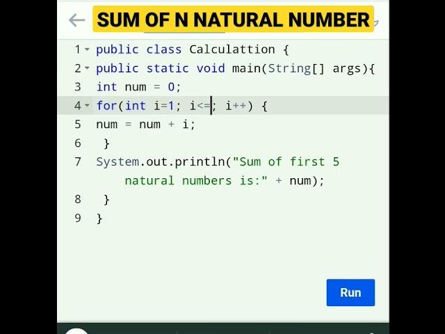 Sum of n natural numbers | Java Program | How To Find Sum Of Number