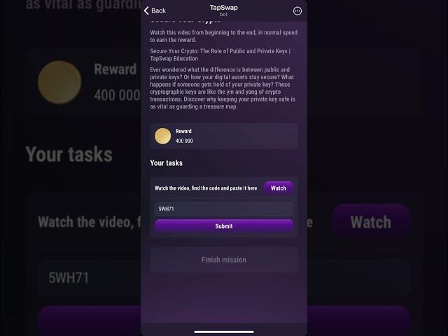 24 July Tapswap Code Today | Secure Your Crypto: The Role of Public and Private Keys | Part 1