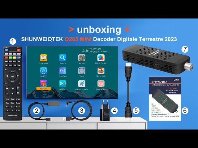 Decoder digitale terrestre dvb t2 shunweiqtek q265 mini decoder dvb-t2 con mirroring dlna meecast tv